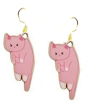 GP EANAMEL PINK CAT EARRINGS #3 (PLEASE READ DESCRIPTION)