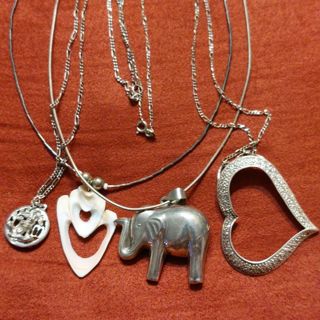 4 sterling silver pendant chain necklaces