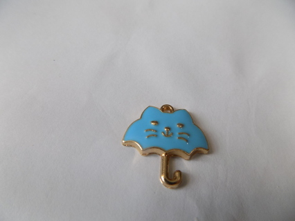 blue enamel cat face umbrella charm