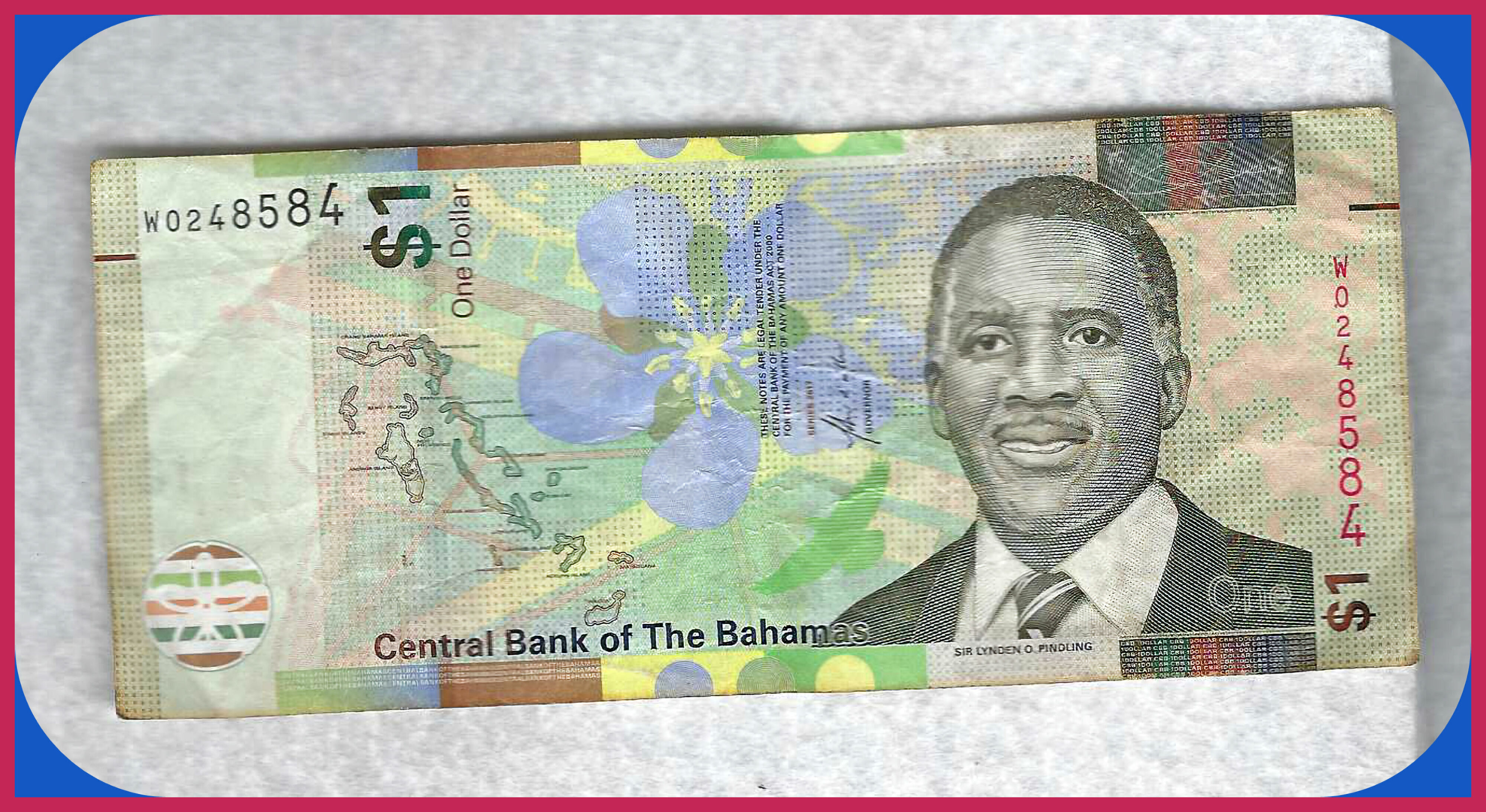 Free: Central Bank of the Bahamas $1 Note Bill Collar Circulated Currency 2024 