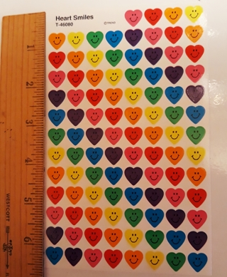 (100) small Heart Smiles Stickers