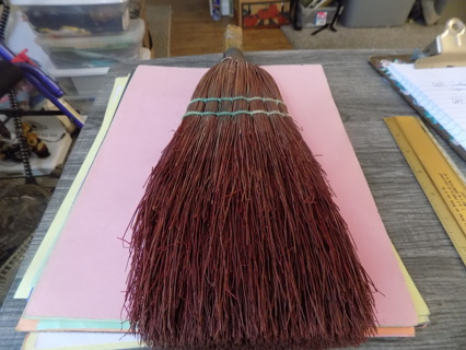 15 inch whisk broom with decorative wooden handle