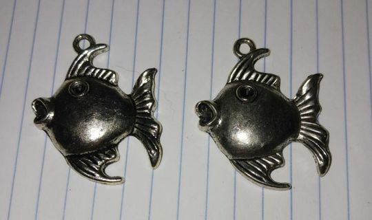 Two Large Silver Fish Charms