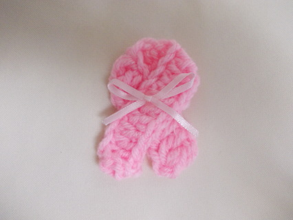 Breast Cancer Awareness Crocheted Pink Ribbon Pin