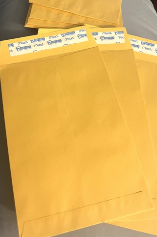Three 6” x 9” Yellow / Manilla, ENVELOPES. Free Secure Mailers W. Strip Closures!