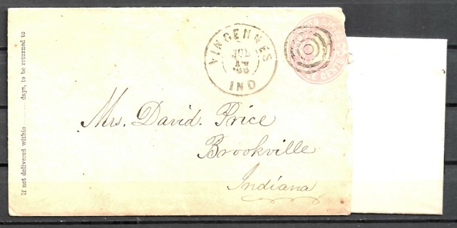 1866 Letter with silk cloth pattern samples enclosed in ScU59 envelope 