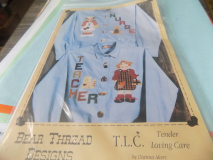 NIP Bear Thread Designs TLC Nurse and Teacher applique patterns and instructions