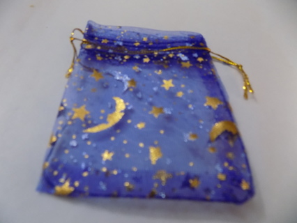 Blue organdy drawstring jewelry bag # 1