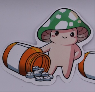 Cute Mushroom Sticker - Pill Bottle