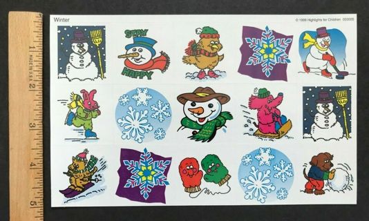 (15) 1999 Highlights for Children Winter / Snowmen Stickers NEVER USED