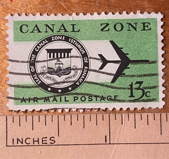 1974 Canal Zone 13 cent postage stamp airmail Panama - used