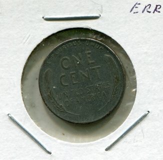 1943 P Lincoln Steel Cent Error-Die Chip