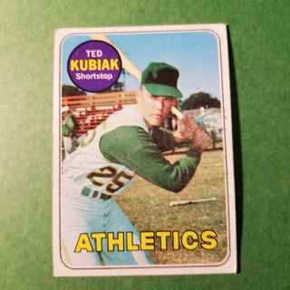 1969 - TOPPS EXMT - NRMT BASEBALL - CARD NO. 281 - TED KUBIAK - A'S