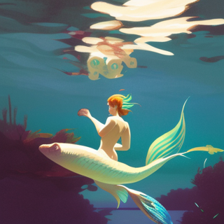 Listia Digital Collectible: A Mermaid Swimming With a Fish