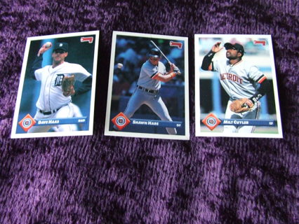 1993 Detroit Tigers Donruss Team Card Lot of 3