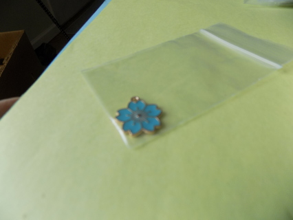 blue enamel 5 petal split petal flower charm