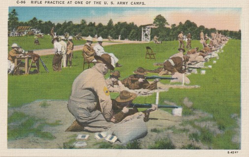 Vintage Unused Postcard: d: Rifle Practice at U.S. Army Camp