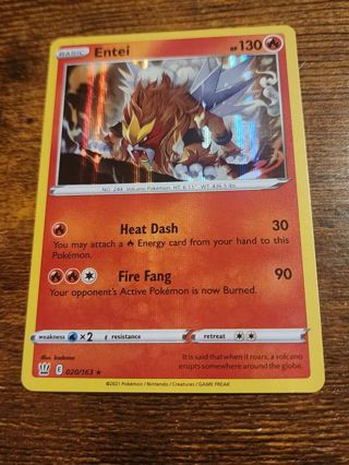 Pokemon Entei holo rare card 020/163