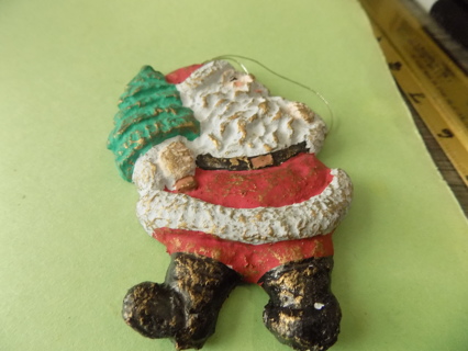 4 1/2 inch tall Santa ornament flat back holds a tree