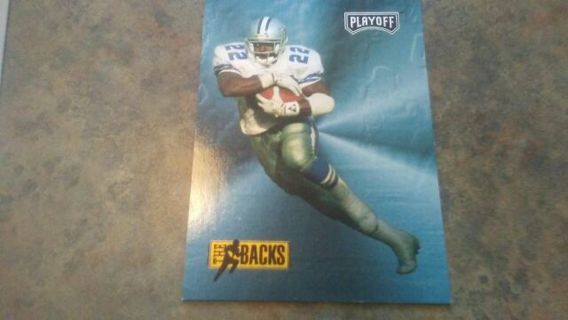 1993 PLAYOFF THE BACKS TEKCHROME EMMITT SMITH DALLAS COWBOYS FOOTBALL CARD# 278