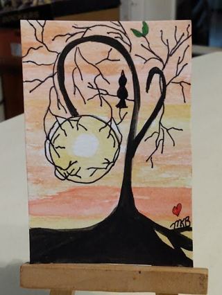 Original, Watercolor Painting " 2-1/2 X 3-1/2" ACEO The Tree by Artist Marykay Bond