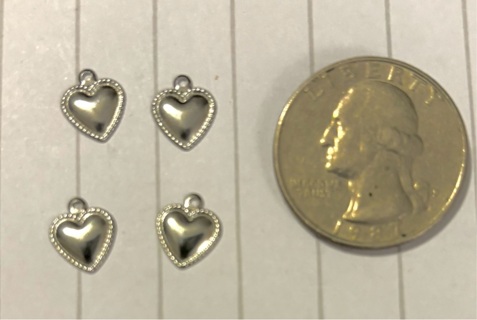 4 pc tiny silver hearts bargain charms