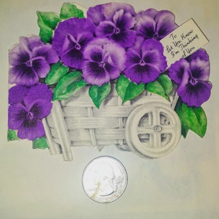 (1) Large Pansy Flowers in Wagon Scraptbook Craft Embellishment Junk Journal Craft