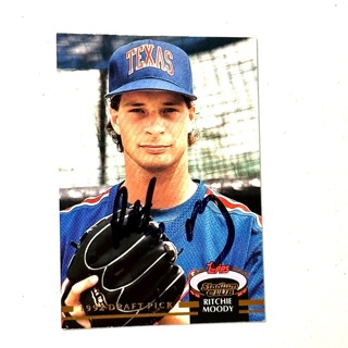 Autographed 1992 Topps Stadium Club Murphy Box Set Ritchie Moody Rookie Texas Rangers #195