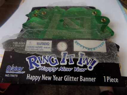 Ring it in Green Happy New Year glittery banner # 2