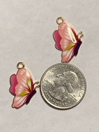 ❤BUTTERFLY CHARMS~#20~SIDE VIEW~SET OF 2~FREE SHIPPING❤