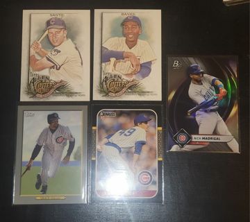 5 card cubs lot, hall of fame, rookies