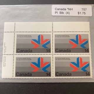 Canada MNH # 757 plate Block 