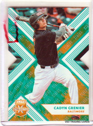 RARE!  Cadyn Grenier,  2018 Panini Elite Die-Cut Card #36,  Baltimore Orioles,  02/10,  RARE! 