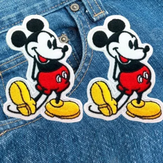 2 vintage Mickey Mouse IRON ON Patch Clothing Embroidery Applique