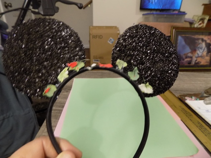 Minnie Mouse glittery ears headband with trim