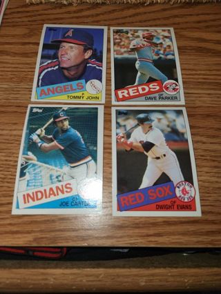 1985 Topps Baseball Tommy John,Dave Parker,Joe Carter,Dwight Evans,Mint condition, Free Shipping!