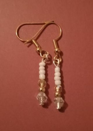 Clear Crystal beaded g.p. hook earrings