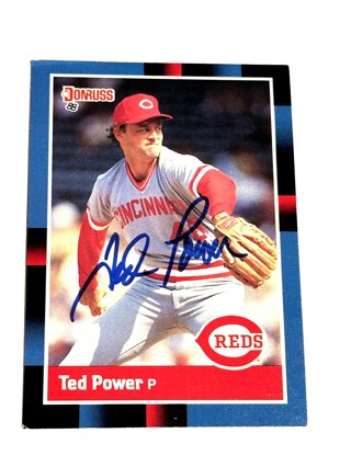 Autographed 1988 Donruss #142 Ted Power Cincinnati Reds Baseball Card MLB Baseball