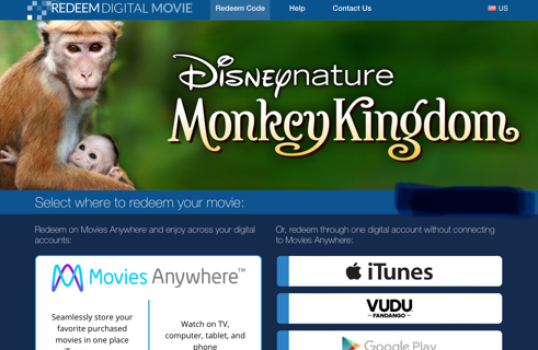 Disney Nature Monkey Kingdom HD Digital Movie Code
