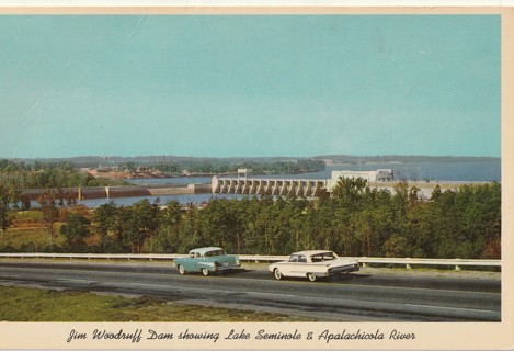 Vintage Unused Postcard: j: Jim Woodruff Dam, Chattahoochee, FL
