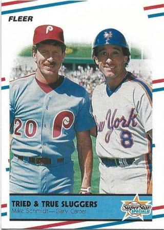 1988 FLEER MIKE SCHMIDT / GARY CARTER TRIED & TRUE SLUGGERS CARD