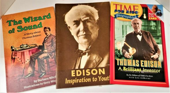 3 Thomas Edison paperback books 6" x 9":