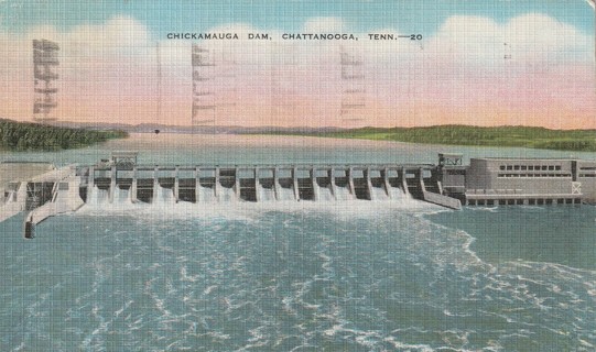 Vintage Used Postcard: u: 1942 Chickamauga Dam, Chattanooga, TN