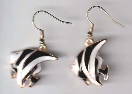 GP ENAMEL BLACK ANGEL FISH EARRINGS (PLEASE READ DESCRIPTION