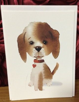 Puppy Wearing a Heart Tag Small Blank Card