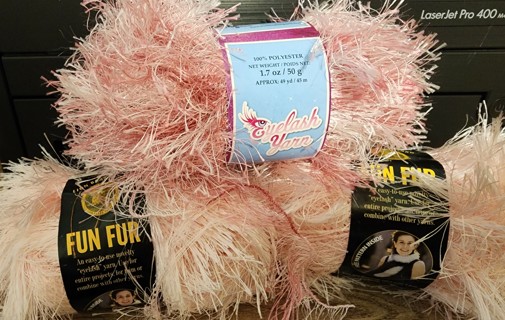 NEW - Lion Brand Fun Fur Yarn - "Soft Pink" - 2 skeins & BONUS