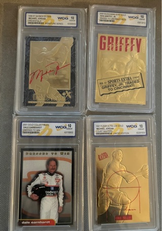 Griffey, Jr., Jordan, and Earnhardt Gold Foil Graded Cards