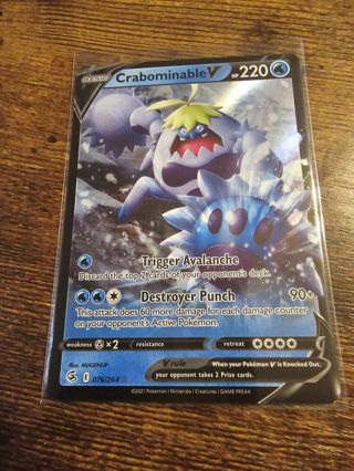 Pokemon Crabominable V holo rare card 076/264