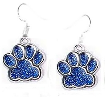 SP Blue Enamel Glitter Dog Paw Earrings #2 (PLEASE READ DESCRIPTION)