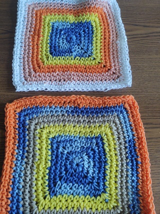 Set of 2 Hand Crocheted 9" Square Dishcloths 